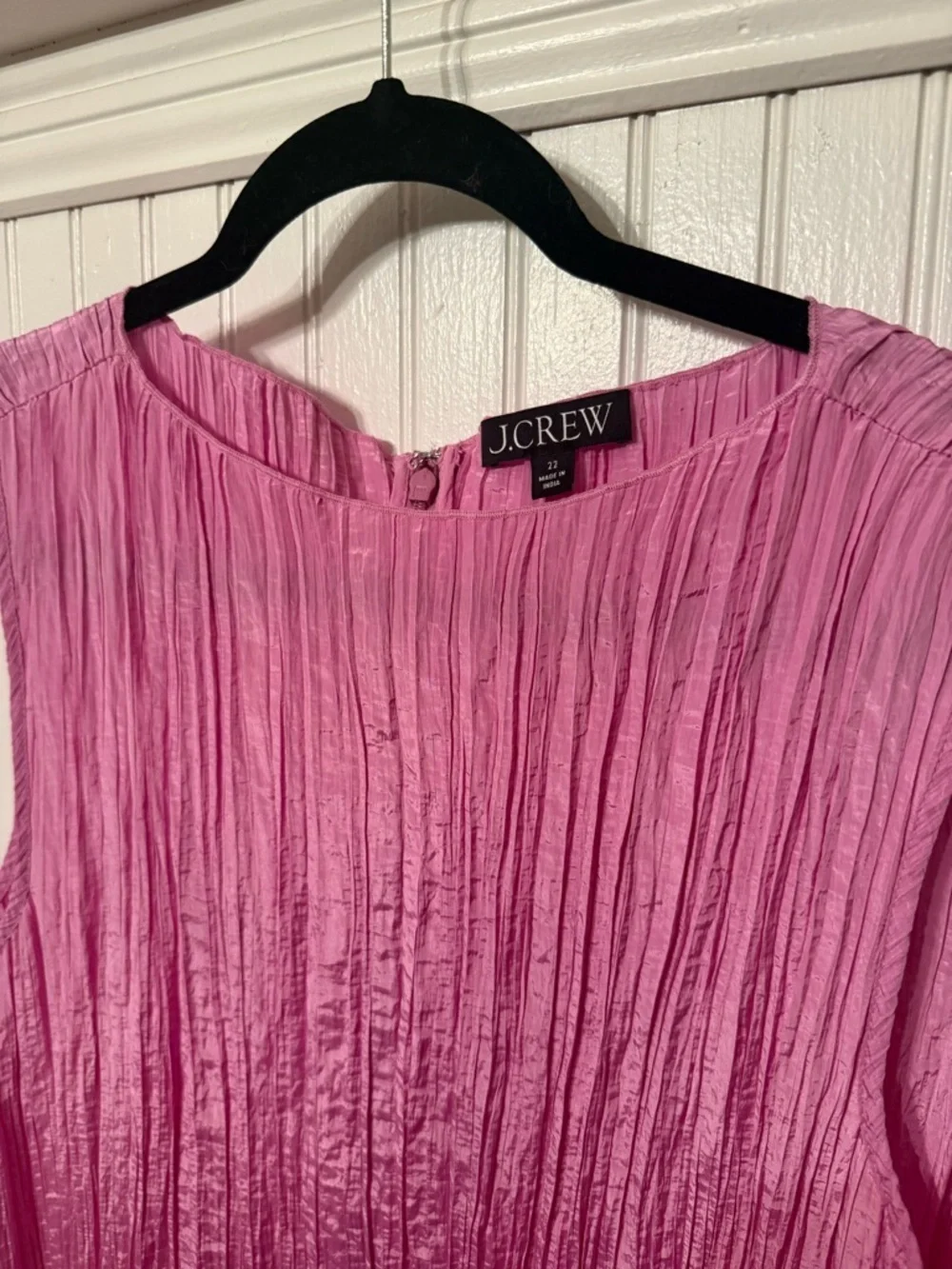 J. Crew Crinkle High Neck Sheath Dress Size 22 bubblegum pink